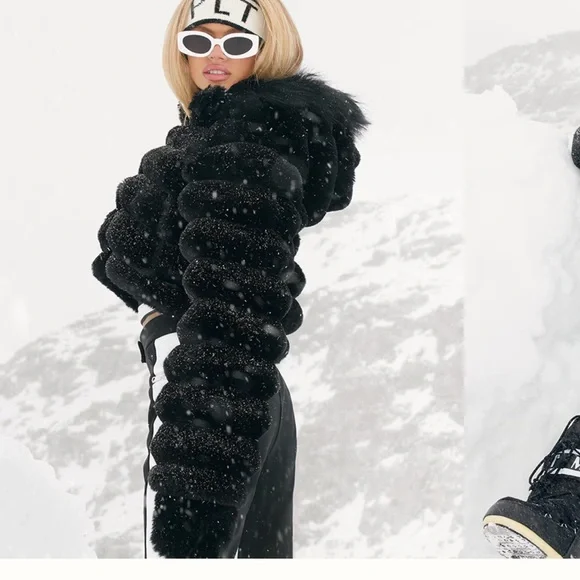 PrettyLittleThing Black Teddy Jacket Plush Oversized Style - Picture 2 of 5